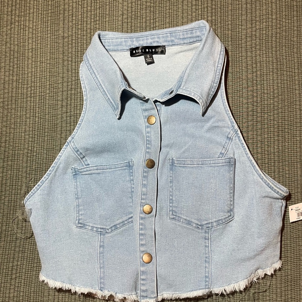 Cropped Denim Vest